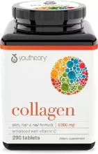 حبوب الكولاجين مع فيتامين سي يوثيري Youtheory collagen 6000 mg 290 قرص